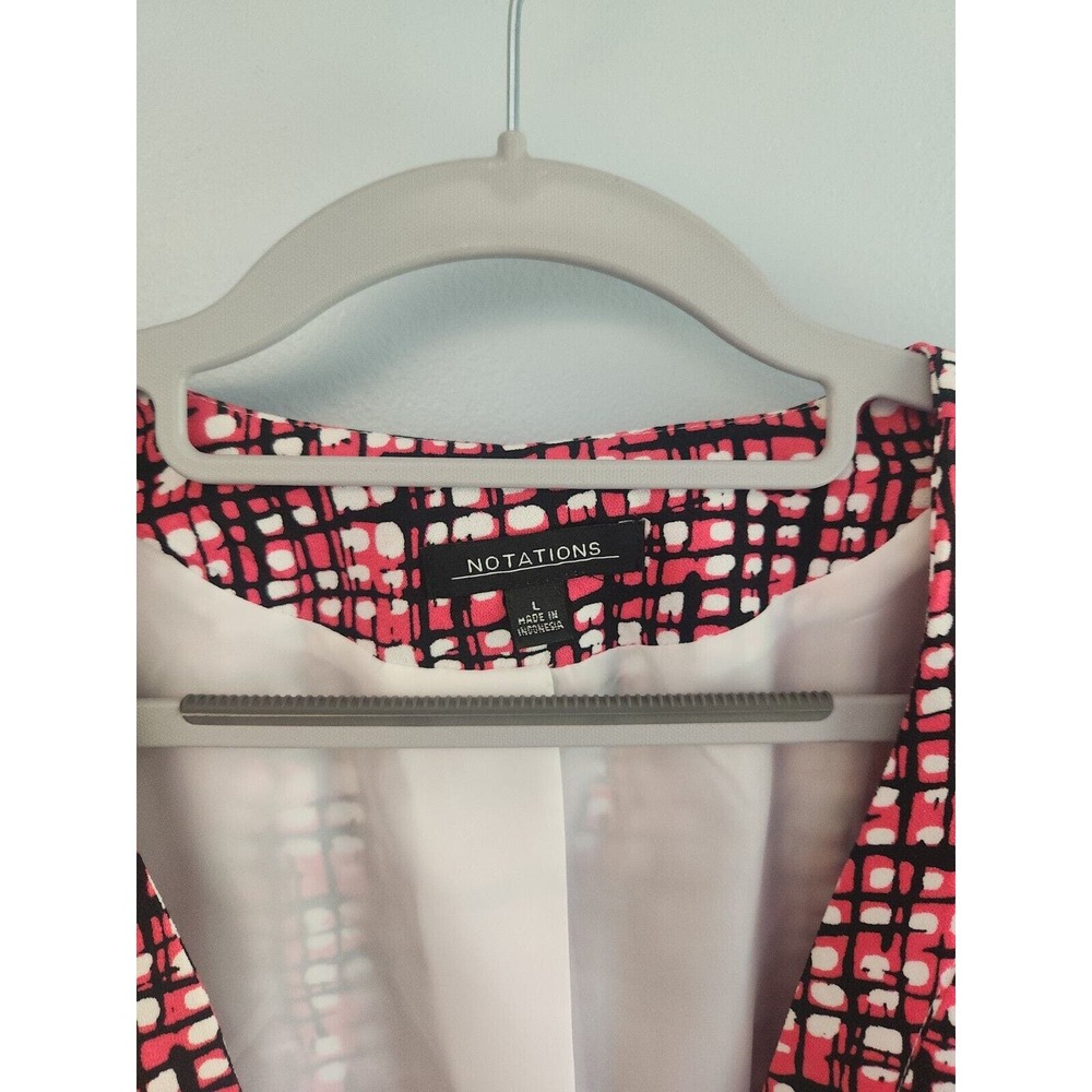 Womens Notations 3/4 Cuffed Sleeve Open Front‎ Pink Black Jacket Large - Picture 4 of 8